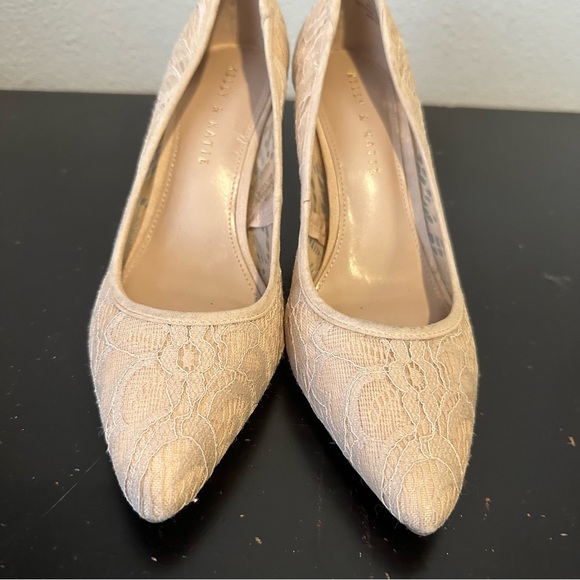 Kelly & Katie Light Pink Lace Pointed Toe High Heels - Picture 9 of 16